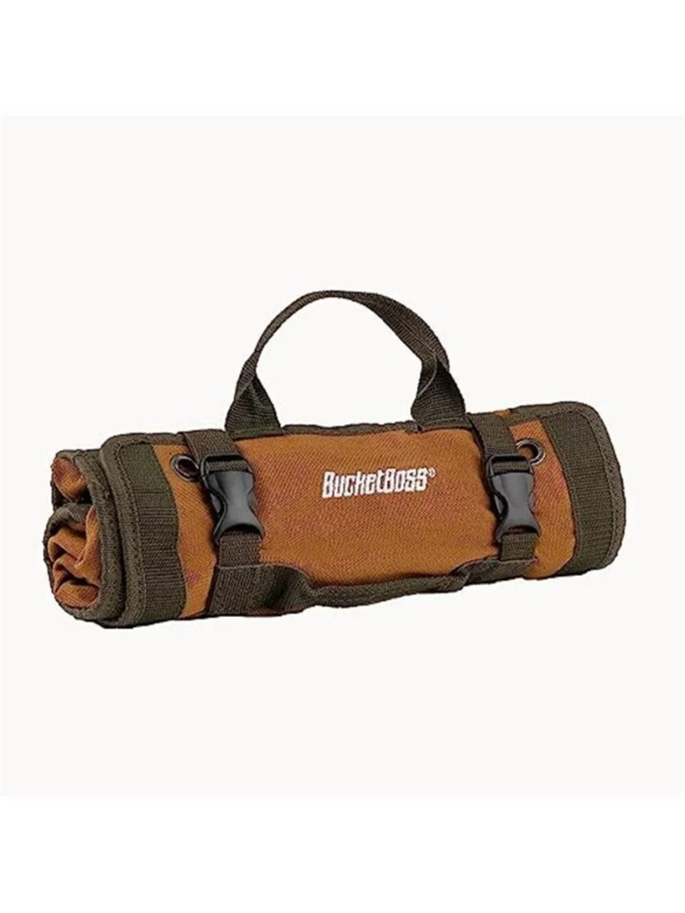 Canvas Tool Roll Up Bag Zippered Tool Organizer Pouch Storage Roll Brown